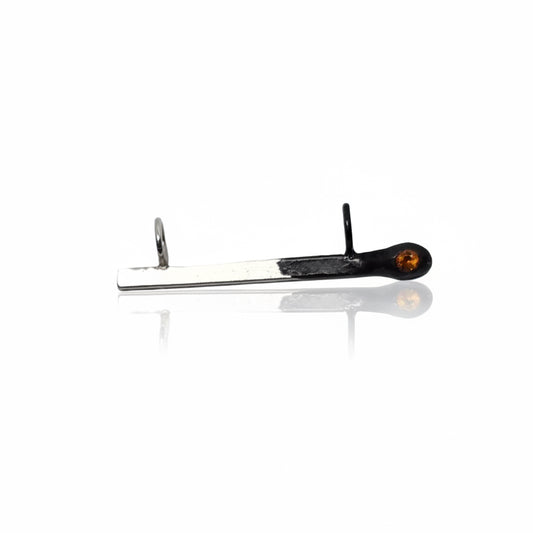 Horizontal Mini Match Charm by Oxbow in sterling silver, featuring a 30mm matchstick with oxidized detailing and a warm citrine gemstone tip.