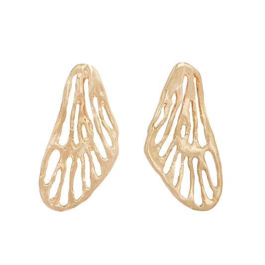 Small Cicada Wing Earrings -14k Yellow Gold