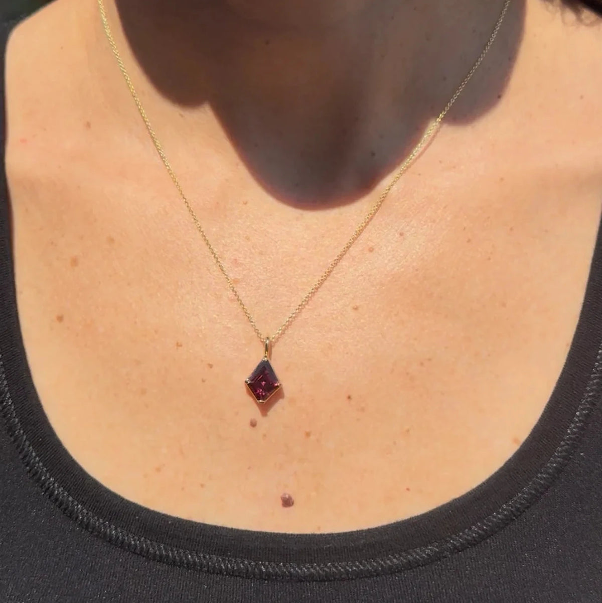 Rhodolite Kite Pendant - 14k Yellow Gold