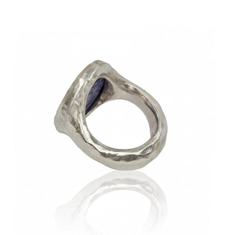 Rose-Cut Iolite Shine Ring - Sterling Silver & 22k Gold