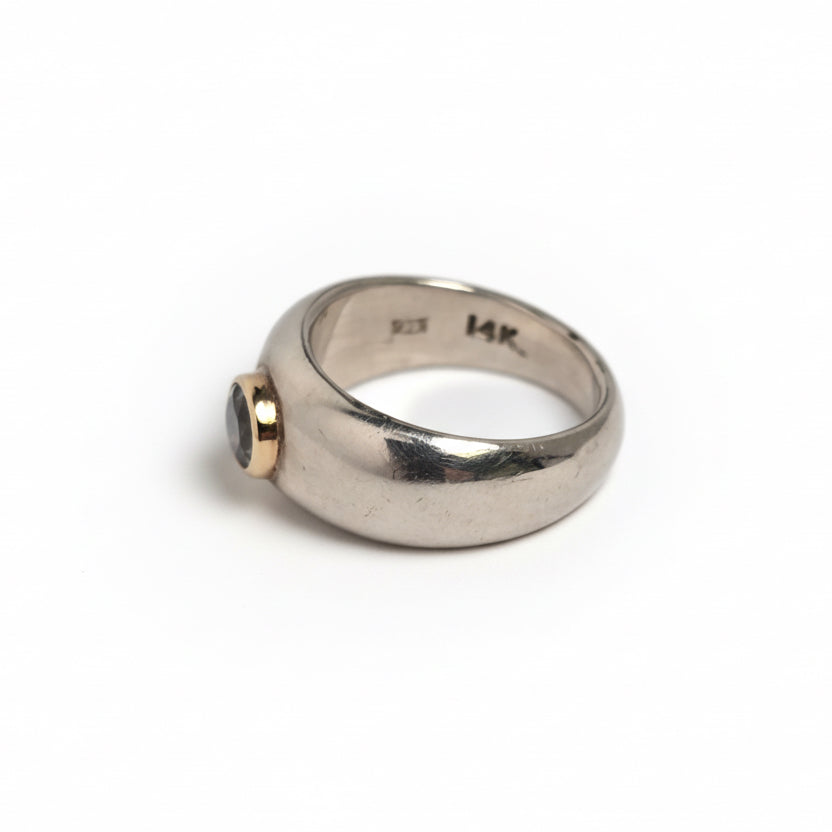Montana Sapphire Ring - Sterling Silver & 14k Gold