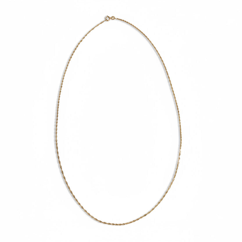 Diamond-Cut Rope Chain Necklace - 14k Gold - Vintage Estate 20 Inch