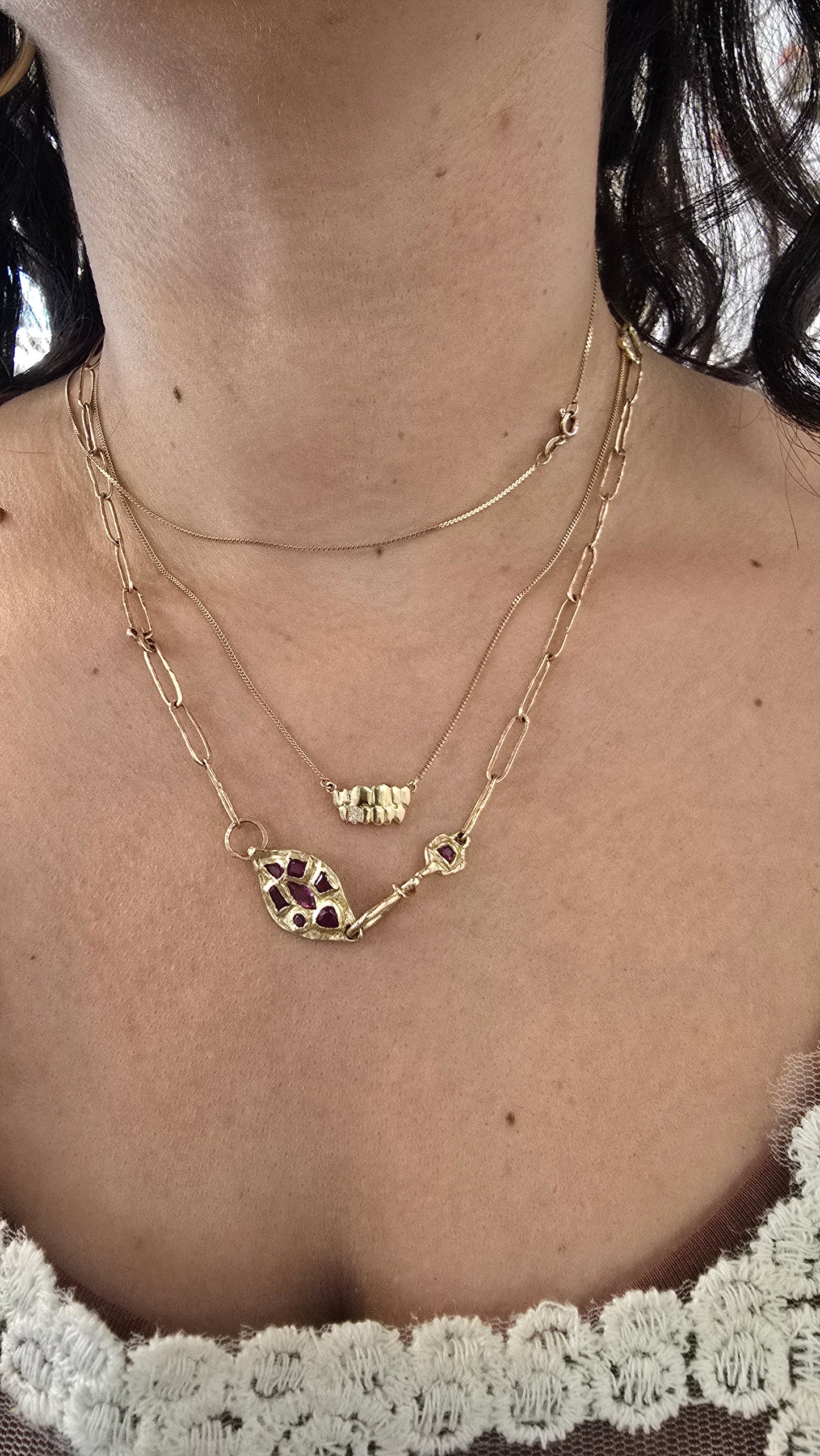 Pavé Tiny Teeth Necklace - 14k Gold Diamond Necklace