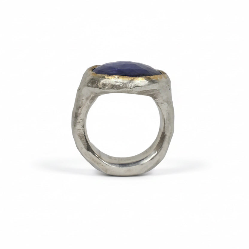Rose-Cut Iolite Shine Ring - Sterling Silver & 22k Gold