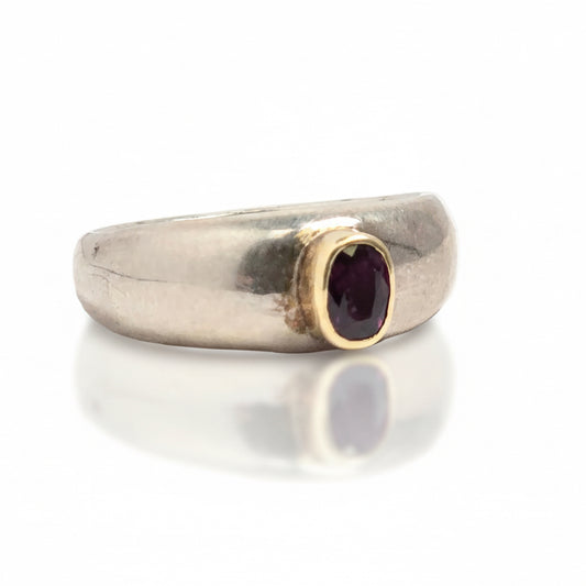 Ruby Ring - Sterling Silver & 14k Gold