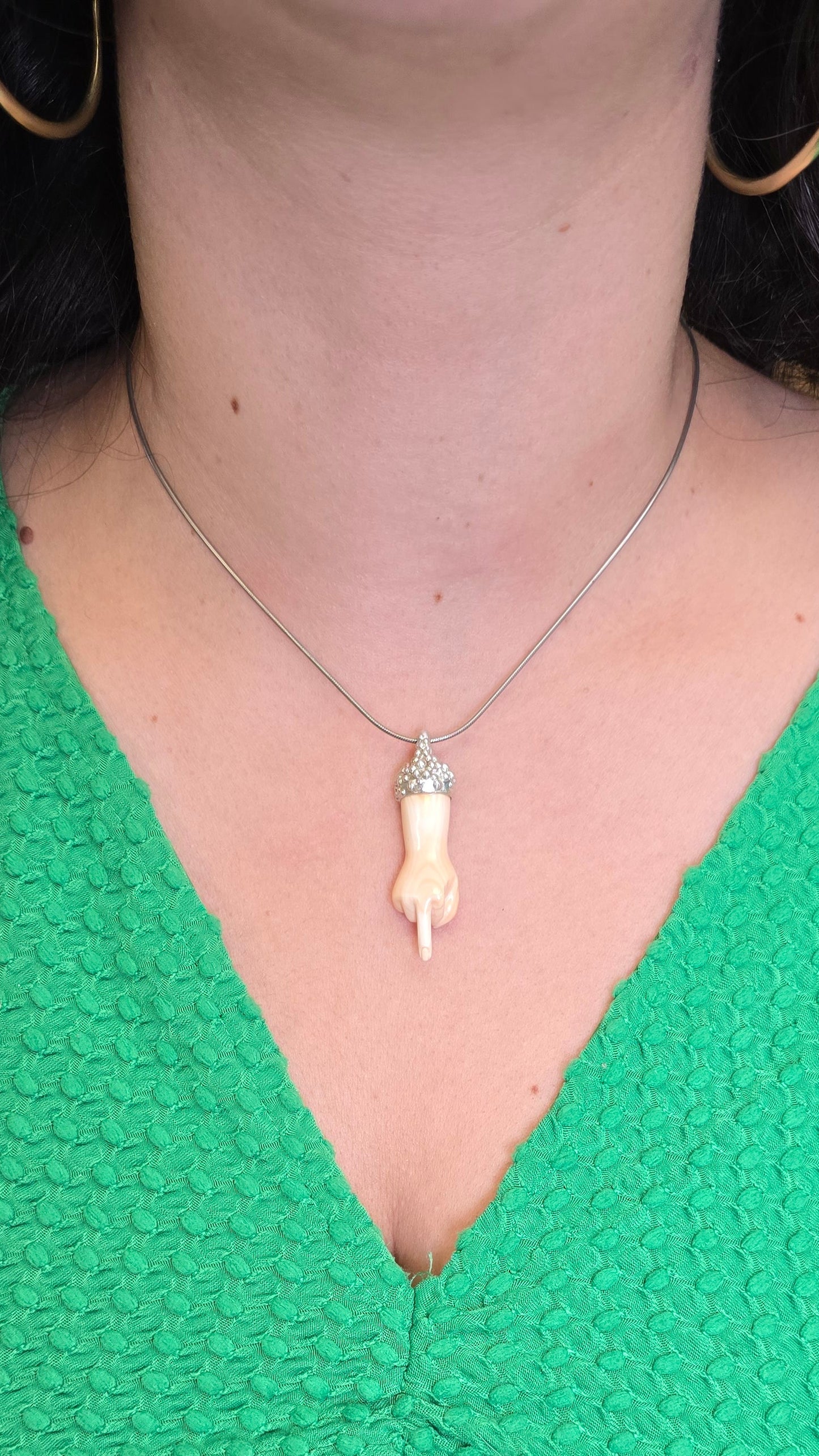 Hand Pendants - Sterling Silver with Hand-Carved Shell