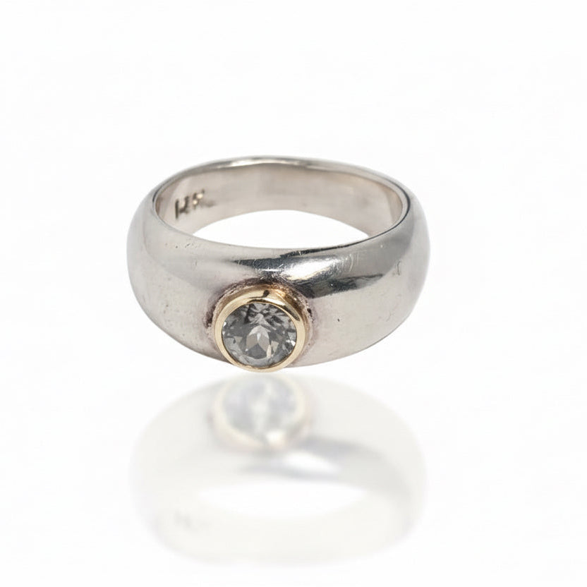 Montana Sapphire Ring - Sterling Silver & 14k Gold