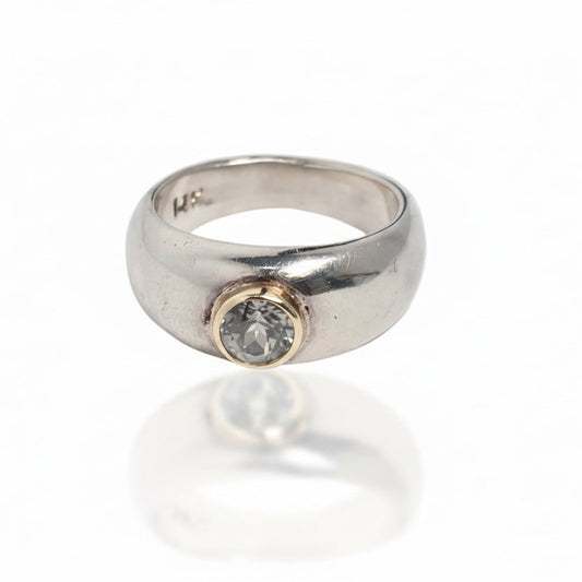 Montana Sapphire Ring - Sterling Silver & 14k Gold