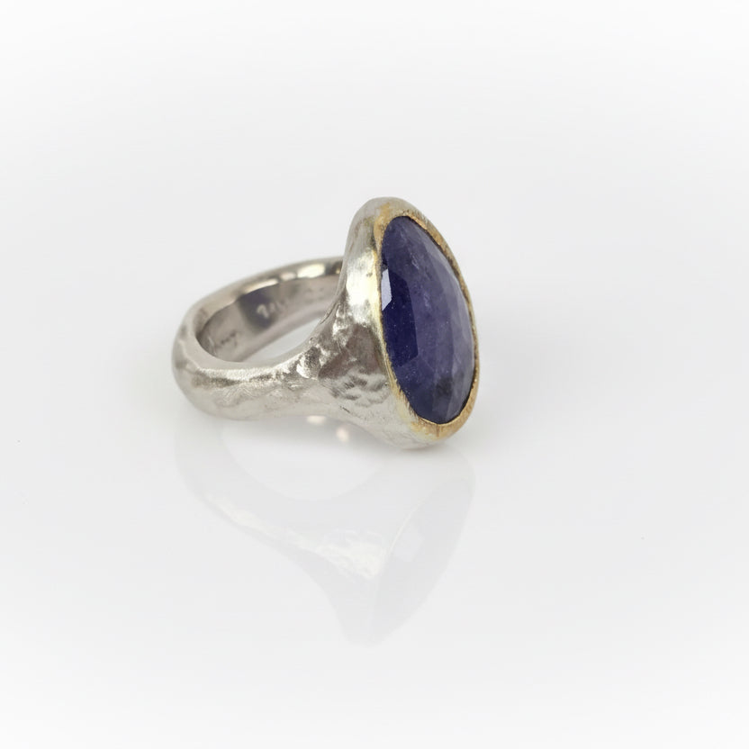 Rose-Cut Iolite Shine Ring - Sterling Silver & 22k Gold