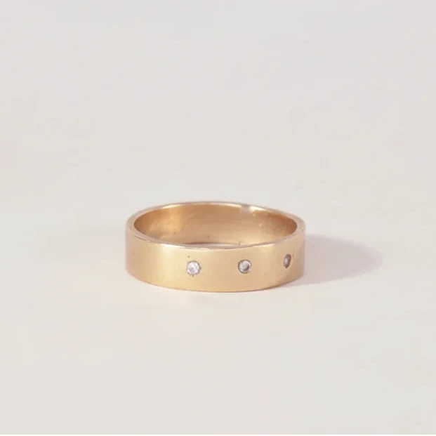 Rowe Diamond Cigar Band Ring - 14k Gold