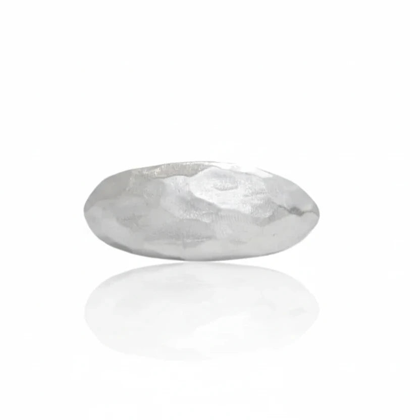 Carved Marquise Signet Ring by Shaya Durbin in recycled sterling silver, featuring an elongated marquise-shaped face with a softly textured, hand-carved surface.