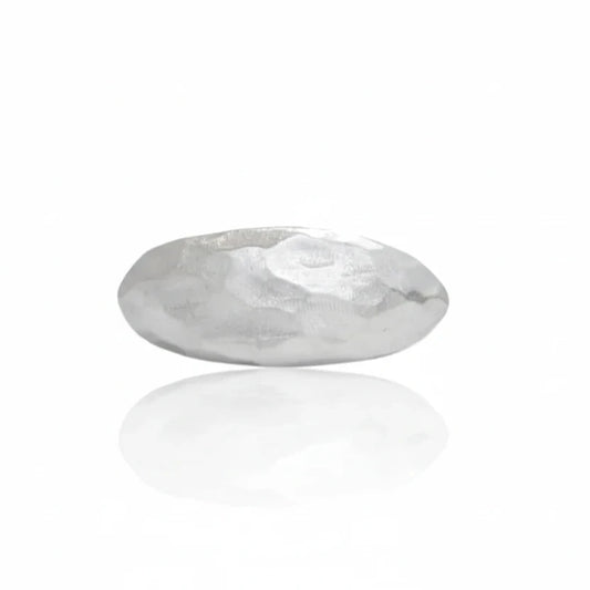 Carved Marquise Signet Ring by Shaya Durbin in recycled sterling silver, featuring an elongated marquise-shaped face with a softly textured, hand-carved surface.