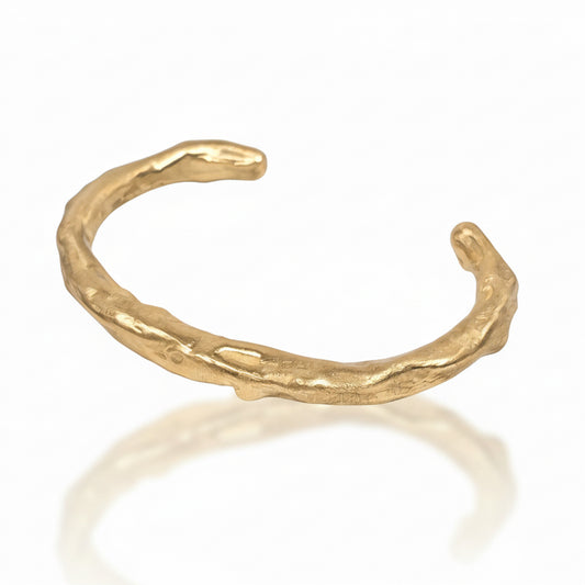 Wide Bronze Organic Cuff Bracelet by Shaya Durbin featuring a sculptural open cuff with an irregular organic texture and warm bronze finish.