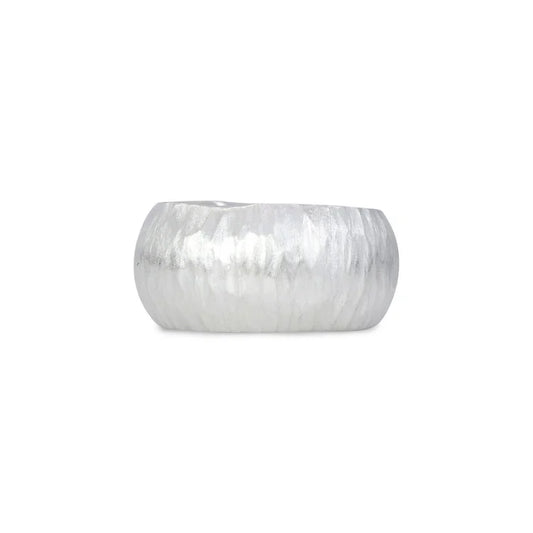 Wide Tidelines Band by Shaya Durbin in sterling silver, featuring a substantial sculptural surface with soft organic texture.