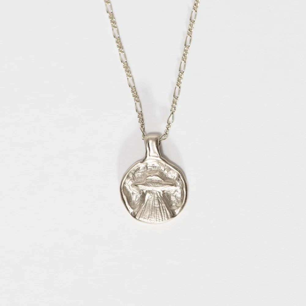 Goin' Home Pendant Necklace with Figaro Chain - Sterling Silver or 14k Gold Vermeil