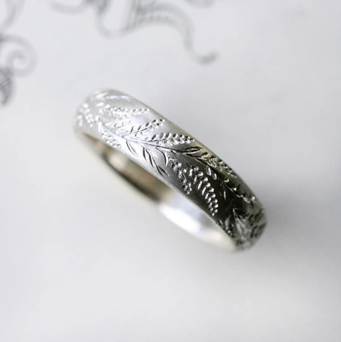 Lavender Band - Hand Engraved Sterling Silver Ring