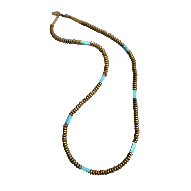 Solstice Necklace - Kingman Turquoise & Titanium Hematite