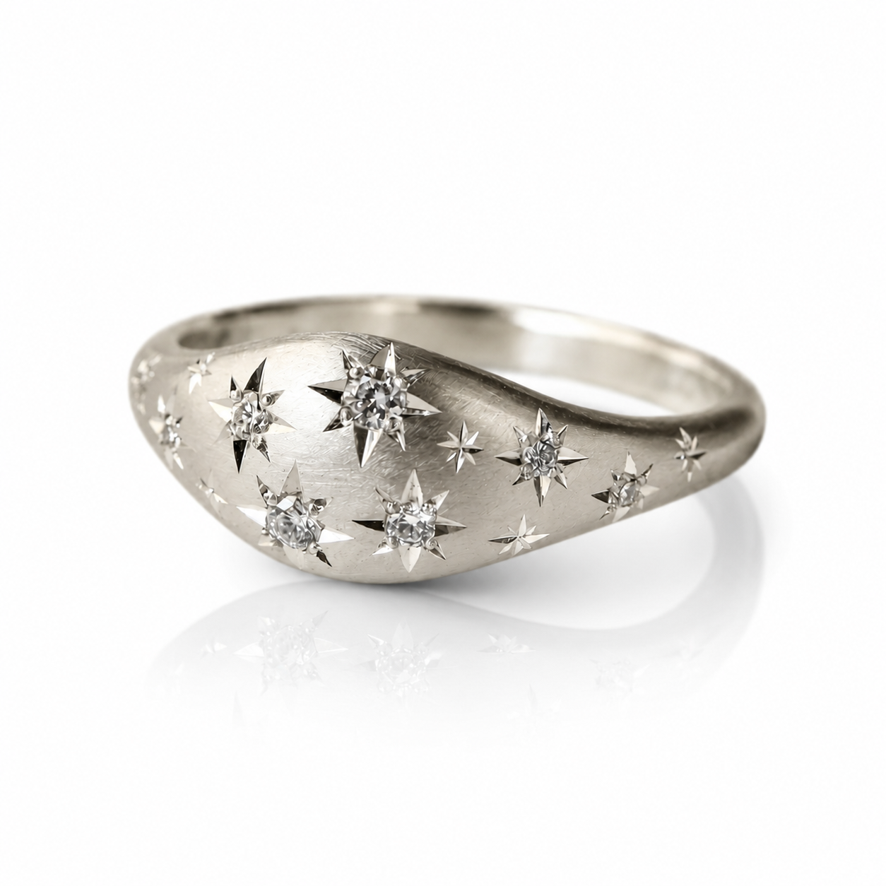 Night Sky Ring - Sterling Silver Diamond Ring