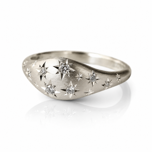 Night Sky Ring - Sterling Silver Diamond Ring