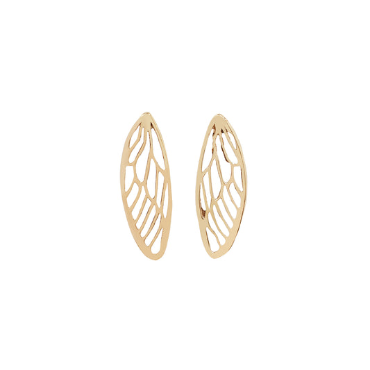 The Smallest Cicada Wing Earrings -14k Yellow Gold