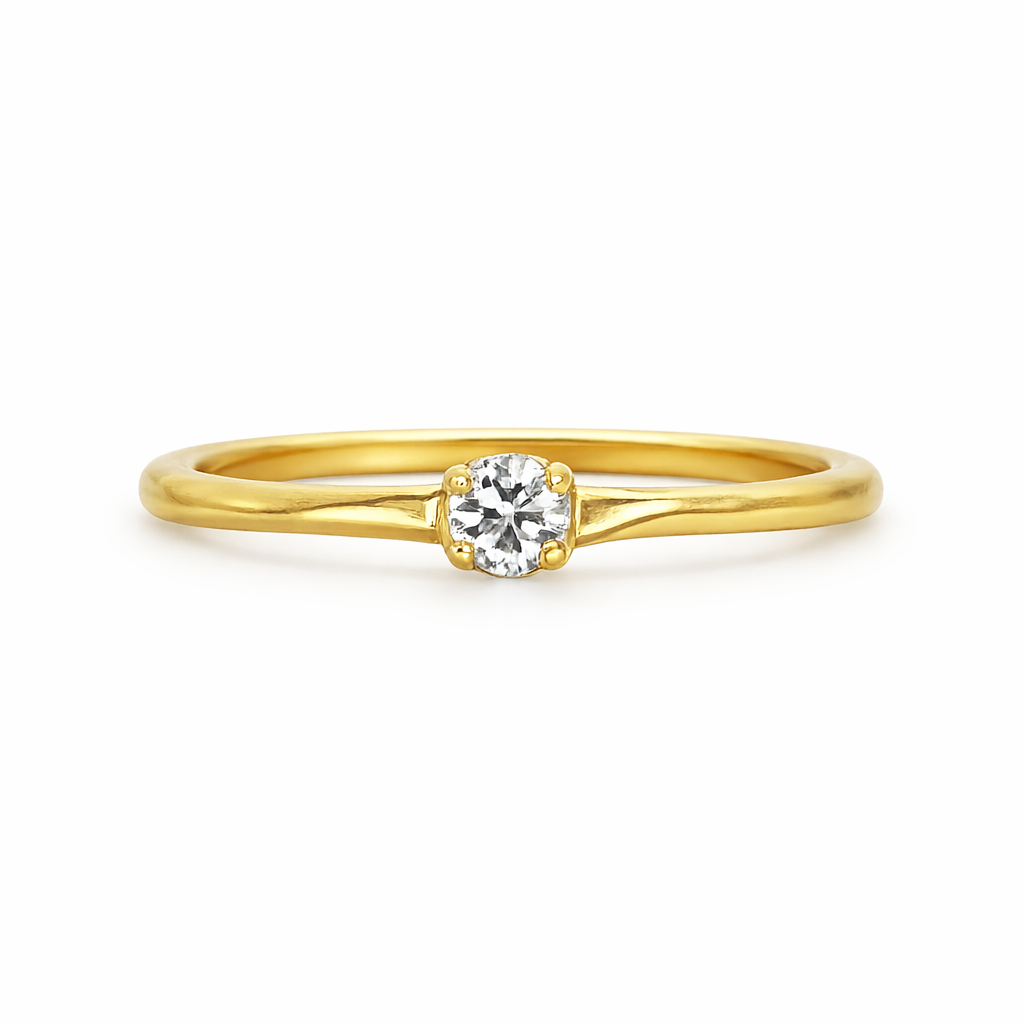 Tiny Prong White Diamond Ring – 14k Gold