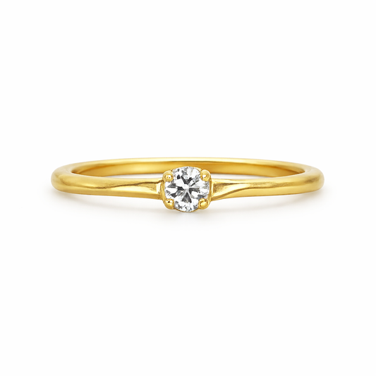 Tiny Prong White Diamond Ring – 14k Gold
