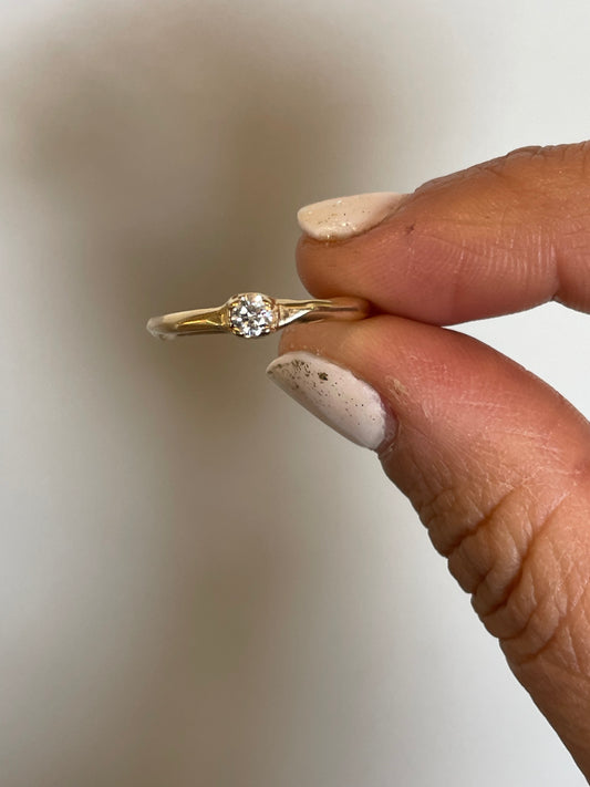 Tiny Prong White Diamond Ring