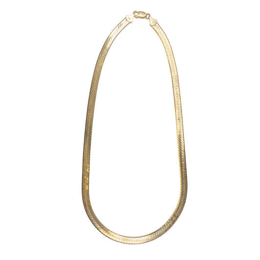 14k Yellow Gold Solid Herringbone Necklace