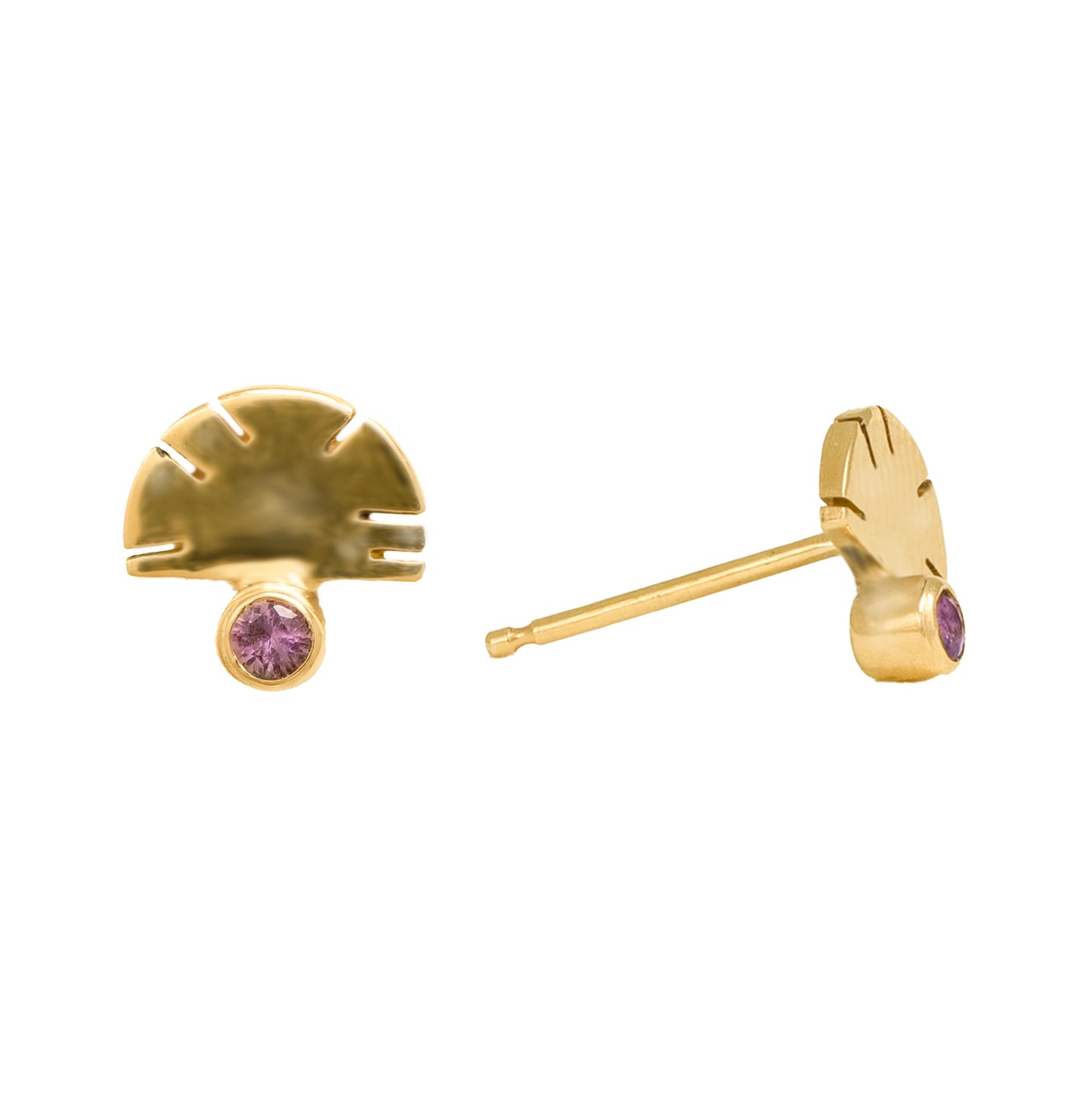 Aquilla Stud Earrings – 14k Gold & Amethyst Gemstone Studs