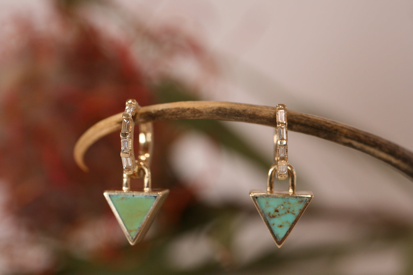 Reversible 3-in-1 Giza Earrings – 14k Gold, Turquoise & Dinosaur Bone Drops